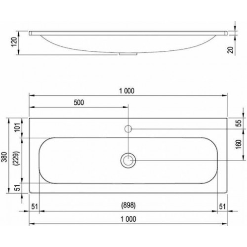 Умывальник мебельный Ravak Ring 1000 XJK01110000 100x38 белый