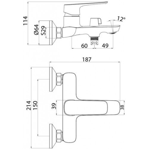 Смеситель для ванны Iddis Sign SIGSB02i02WA хром