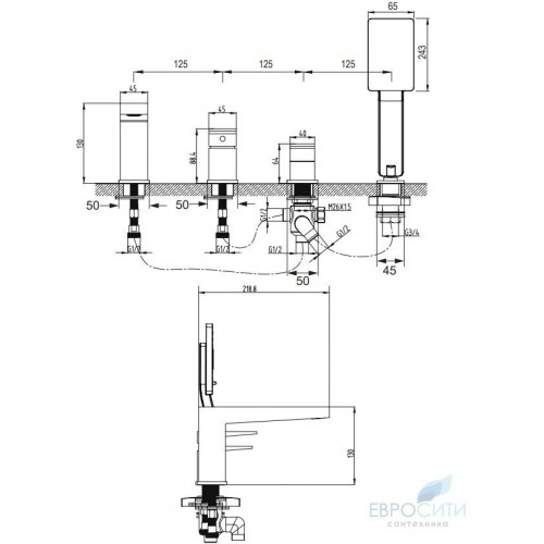 Смеситель для ванны Omnires Fresh FR7132 CR (на борт ванны)