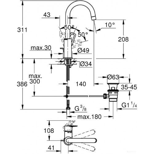 Смеситель Grohe Bauloop 23763001