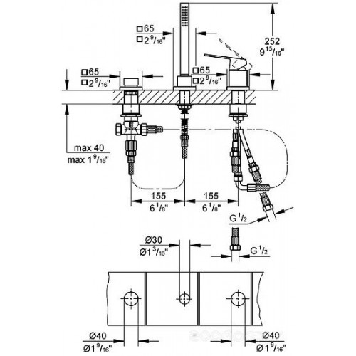 Смеситель Grohe Eurocube 19966000 на борт ванны