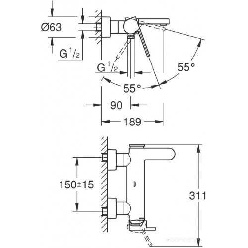 Смеситель Grohe Plus 33553003 для ванны с душем