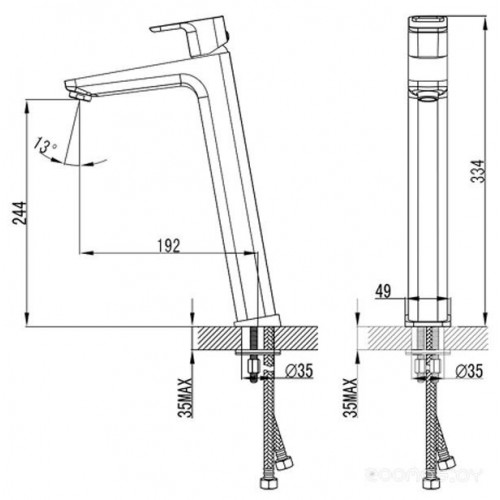 Смеситель Ravak 10° TD 015.00