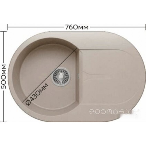 Кухонная мойка Polygran Atol-760 (белый хлопок 36)
