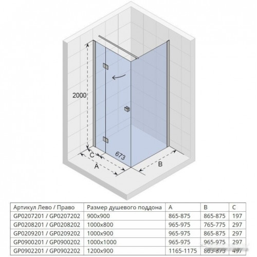 Душевой уголок Riho Polar P206L 100x80 GP0208201