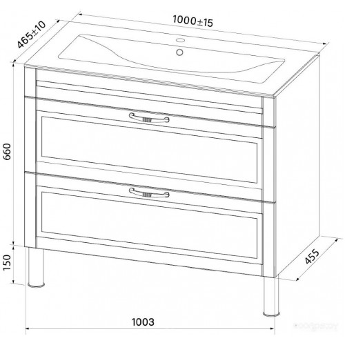 Мебель для ванных комнат IDDIS Тумба с умывальником Oxford 100 OXF10W1i95K