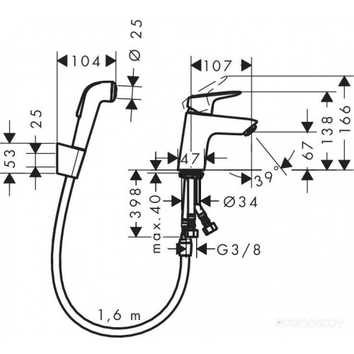 Смеситель Hansgrohe Logis Hygienica 71290000