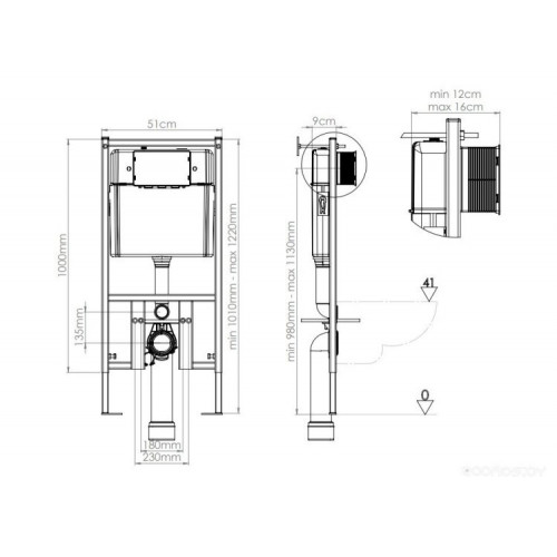 Система инсталляции Eccellenza tecnica с кнопкой хром (круглая) и унитазом Idevit Halley Rimless с сиденьем Ultra (152.4.501.8088+152.7.312.088+SETK3204-2616-001-1-6000)
