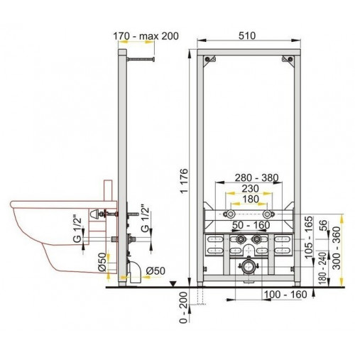 Инсталляция для биде AlcaDrain A105/1120