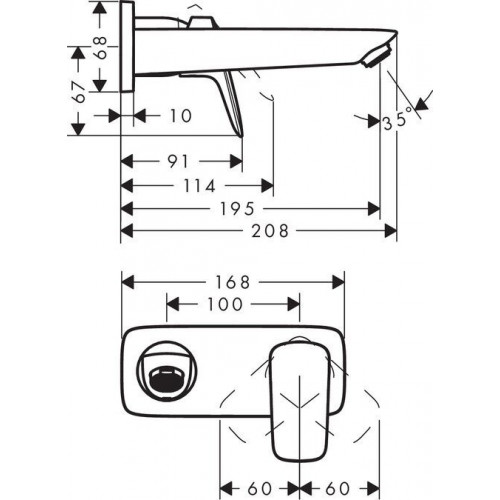 Смеситель настенный для умывальника HANSGROHE Logis (артикул 71 220 000)