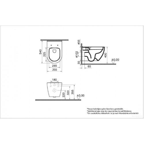 Унитаз подвесной Vitra Mia Round SmoothFlush безободковый, с сиденьем микролифт 7551B003-0075+801-003-019