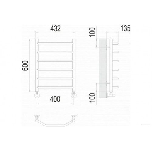 Водяной полотенцесушитель Terminus Виктория П6 400х600 (4670078530066)