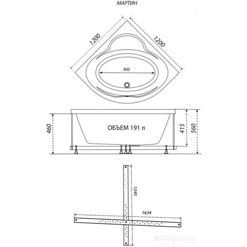 Ванна Triton Мартин 120х120 (с каркасом)