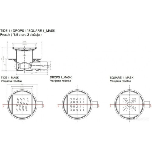 Сифон Pestan Confluo Standard Square 1 Mask