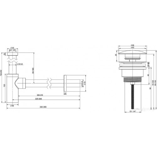 Сифон Wellsee Drainage System 182104003 (сифон, донный клапан, хром)