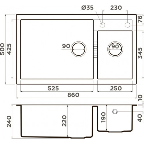 Кухонная мойка Omoikiri Tedori 86-2-LB-BE 4993933 86x50 ваниль