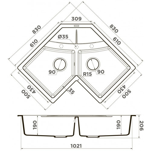 Кухонная мойка Omoikiri Sumi 83C-WH 4997174 102,1x83 белый