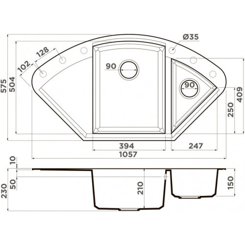 Кухонная мойка Omoikiri Sakaime 105C-CH 4993240 105,7x57,5 шампань