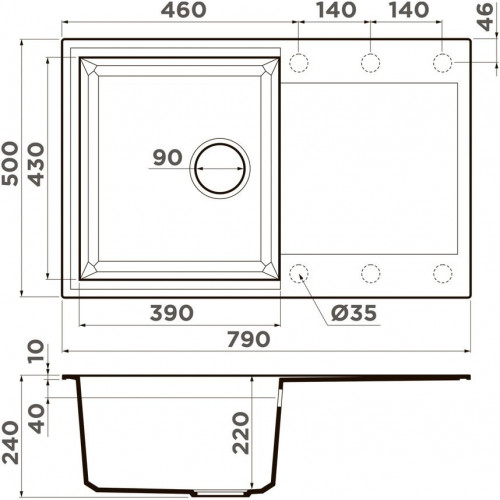 Кухонная мойка Omoikiri Sakaime 79-WH 4993279 79x50 белый