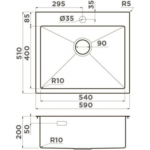 Кухонная мойка Omoikiri Akisame 59-GB 4997014 59x51 графит