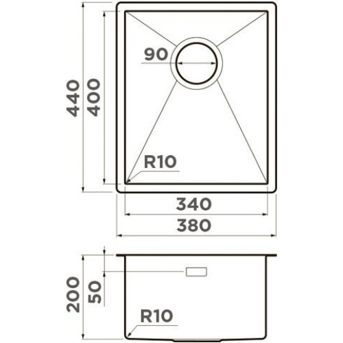 Кухонная мойка Omoikiri Taki 38-U/IF-GB 4997016 38x44 графит