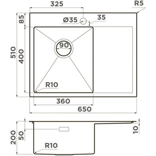 Кухонная мойка Omoikiri Akisame 65-LG-L 4973083 65x51 светлое золото