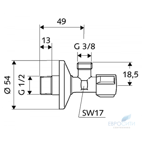 Угловой вентиль Schell 1/2x3/8