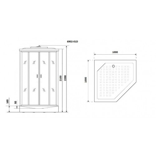 Душевая кабина Niagara Premium NG-6902-01D BLACK 100x100