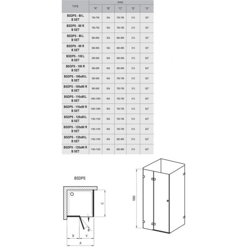 Душевой уголок Ravak Brilliant BSDPS 120x90 стекла прозрачные, профиль хром (правый)