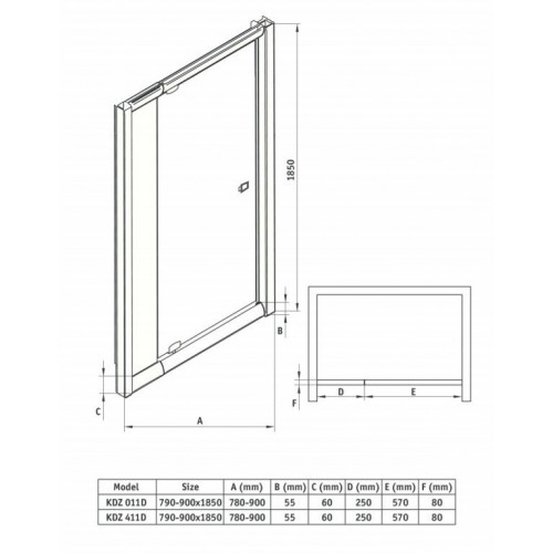 Душевая дверь Deante Zoom KDZ 011D 90x185