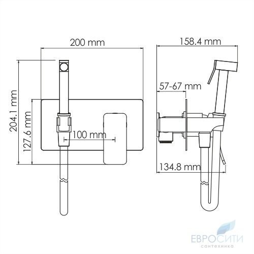 Смеситель псевдобиде WasserKraft Aller 10638