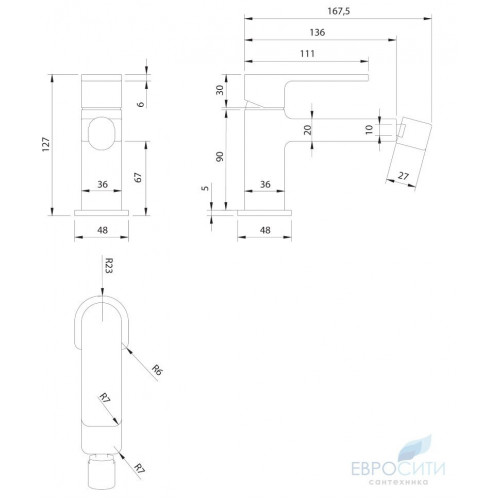 Смеситель для биде Omnires Baretti BA7820 BL