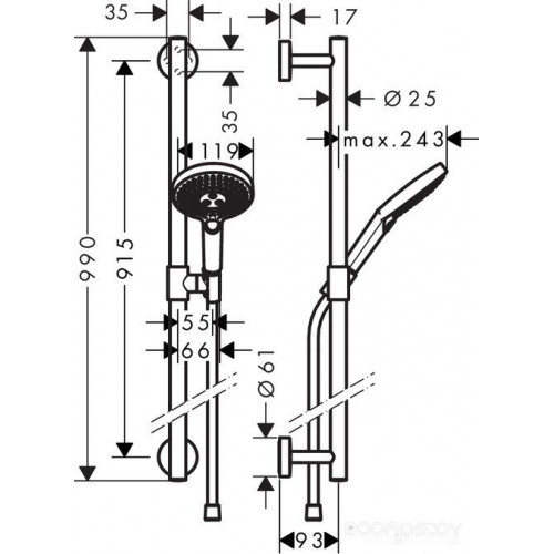 Душевой гарнитур Hansgrohe Raindance Select S 26322400 (белый/хром)
