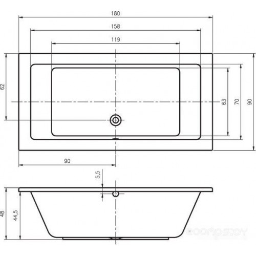Ванна Riho Lusso 180x90 (с ножками)