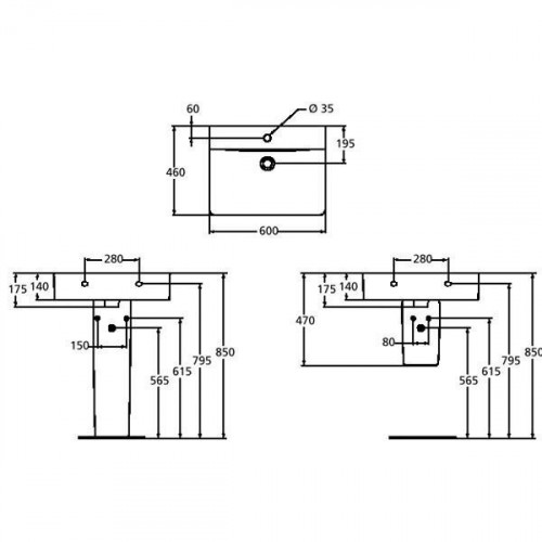 Умывальник Ideal Standard Connect Cube 60x46