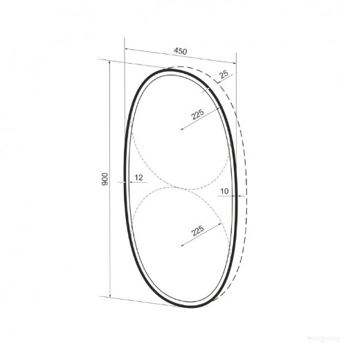 Зеркало Wellsee Зеркало с фронтальной LED-подсветкой 7 Rays' Spectrum 172201970, 45 x 90 см (с сенсором и регулировкой яркости освещения)