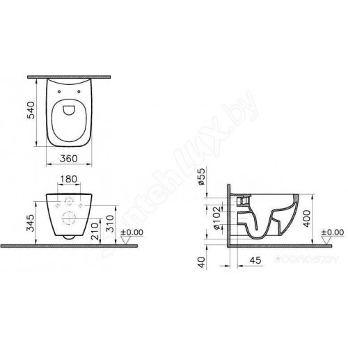 Унитаз Vitra Shift Rim-Ex 7742B003-0075 + 91003-009