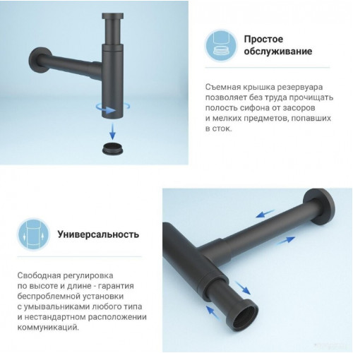 Сифон Wellsee Drainage System 182120000 (матовый черный)