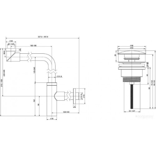 Сифон Wellsee Drainage System 182124003 (сифон, донный клапан, хром)