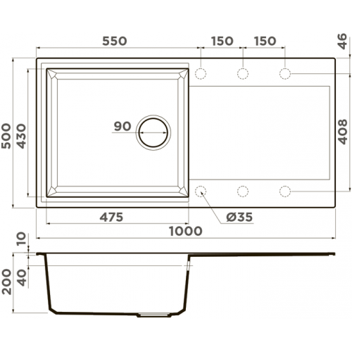 Кухонная мойка OMOIKIRI Sakaime 100-WH 100x50 белый