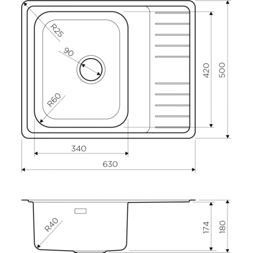 Кухонная мойка Omoikiri Sagami 63-IN 63x50 нержавеющая сталь (универсальная)