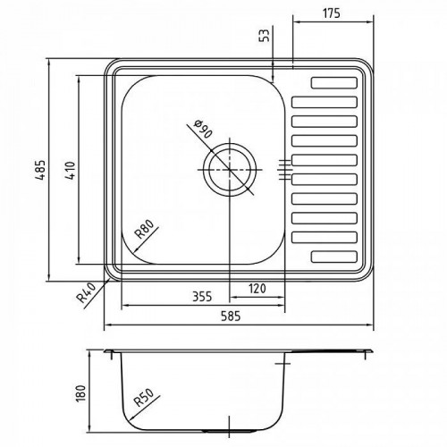 Кухонная мойка IDDIS Strit STR58SDi77 58,5x48,5 нержавеющая сталь (сатин)