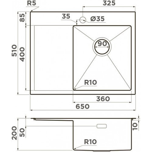 Кухонная мойка Omoikiri Akisame 65-IN-R 4973059 65x51 нержавеющая сталь