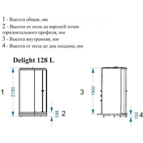 Гидромассажная душевая кабина Domani-Spa Delight 128 R 120x80 сатин-матированное стекло / белые стенки