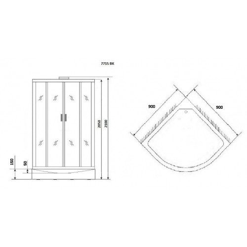 Душевая кабина Niagara Lux NG-7715WBK 90x90 серебро, без крыши