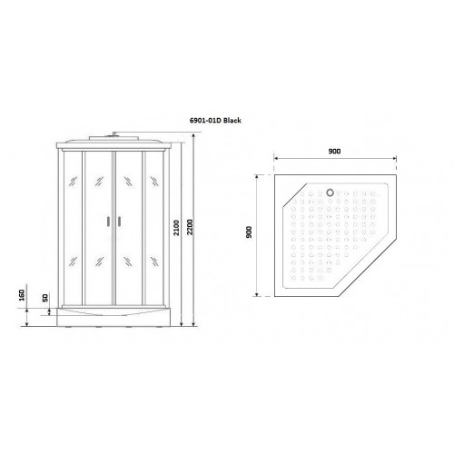 Душевая кабина Niagara Premium NG-6901-01D BLACK 90x90