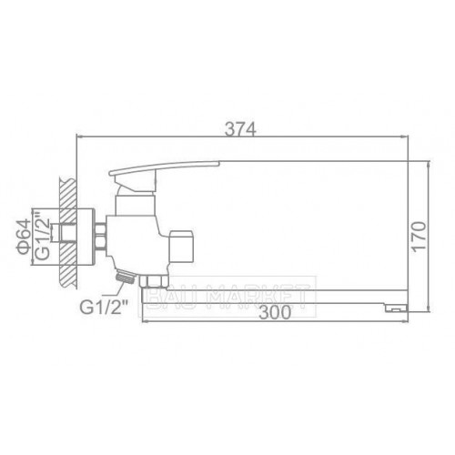 Смеситель для ванны/душа Ledeme L2270 длинный излив (L2270)