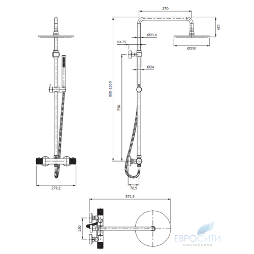 Душевая стойка Omnires Contour Chrome CT8044 CR