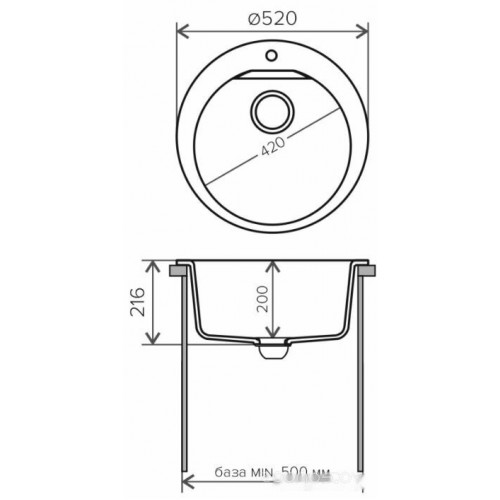 Кухонная мойка Polygran Atol-520 (песочный 302)