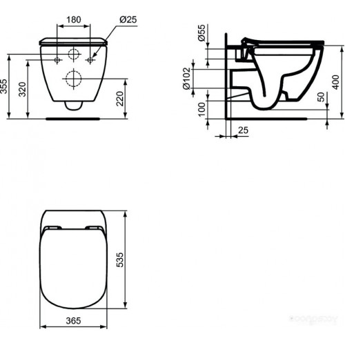 Система инсталляции Ideal Standard Tesi Aquablade + кнопка Olias M2 (хром) S0079R0121AA